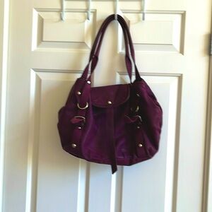 Gorgeous purple leather satchel, Italy